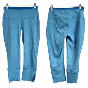 PrAna Tori Capri Electro Blue Yoga Pants Cropped Athletic Legging Ladder Hem S